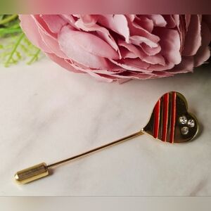 Vintage 80s Gold Tone Heart Brooch Pin